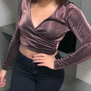 Glitter Wrap Around Crop Top